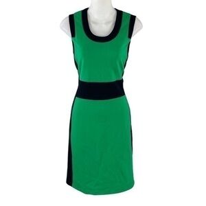 Kenneth Cole New York Green Black Colorblock Sleeveless Sheath Dress 4 GG16